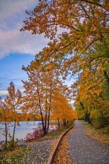 Riverside Trail In An Autumn Park
