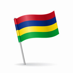 Mauritius flag map pointer layout. Vector illustration.