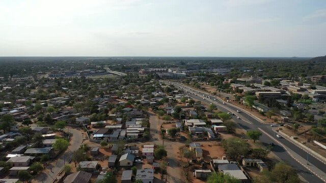 Main road in Francistown, Kenneth Nkhwa Interchange,  Botswana,  nicknamed Spaghetti road, 