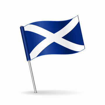 Scottish flag map pointer layout. Vector illustration.