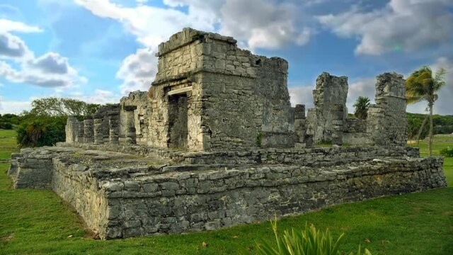 Tulum, great maya ruins in the yucatan peninsula, Mexico. 4k video time lapse.