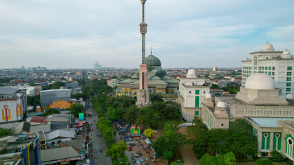 Aerial view of jakarta islamic center mosque. Jakarta, Indonesia