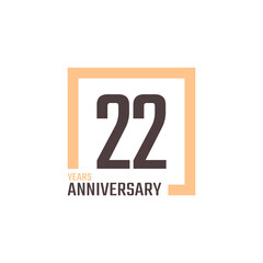 22 Year Anniversary Celebration Vector with Square Shape. Happy Anniversary Greeting Celebrates Template Design Illustration