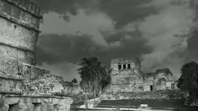 Tulum, great maya ruins in the yucatan peninsula, Mexico. 4k video time lapse.