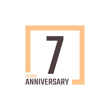 7 Year Anniversary Celebration Vector with Square Shape. Happy Anniversary Greeting Celebrates Template Design Illustration