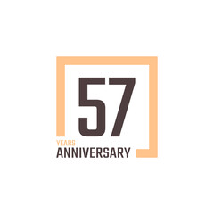 57 Year Anniversary Celebration Vector with Square Shape. Happy Anniversary Greeting Celebrates Template Design Illustration