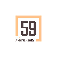 59 Year Anniversary Celebration Vector with Square Shape. Happy Anniversary Greeting Celebrates Template Design Illustration