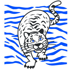 Vector illustration of the water tiger. The symbol of the new year.