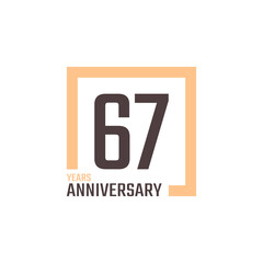 67 Year Anniversary Celebration Vector with Square Shape. Happy Anniversary Greeting Celebrates Template Design Illustration