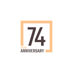74 Year Anniversary Celebration Vector with Square Shape. Happy Anniversary Greeting Celebrates Template Design Illustration