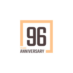 96 Year Anniversary Celebration Vector with Square Shape. Happy Anniversary Greeting Celebrates Template Design Illustration