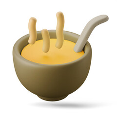 hot soup dishes 3d illustration 3d rendering 3d icon isolated
