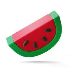 a slice of ripe fresh watermelon 3d illustration 3d rendering 3d icon isolated
