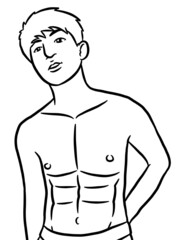 Fototapeta premium black and white of cute man for coloring