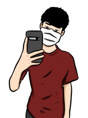 cute man cartoon on white background