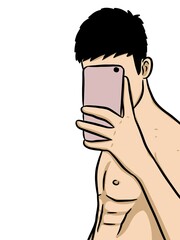 cute man cartoon on white background