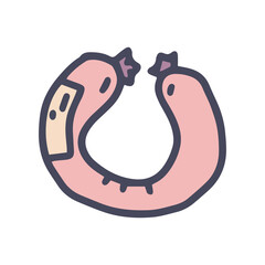 ring sausage color vector doodle simple icon