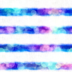 Seamless seventies tie dye stripe bokeh texture. Hippie summer wavy striped repeat background with ink dyed effect.