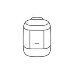 Backpack bag linear vector icon illustration. Front view. STROKES EXPANDED.