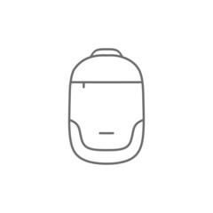 Travel luggage Backpack bag linear vector icon illustration. Front view. STROKES EXPANDED.