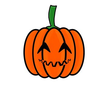 An orange pumpkin with a carved face. Decorations for the holiday of Halloween. Digital illustration isolated on a white background.