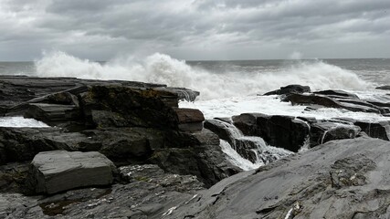 Crashing Waves on Rock Coast