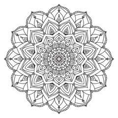 isolated outline mandala art therapy round decorative coloring book vector design element