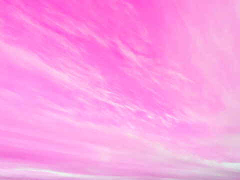 romantic background. pink sky with white clouds receding beyond the horizon
