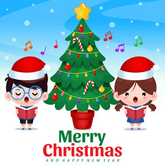 Kids Christmas Choir Celebrating Christmas And New Year