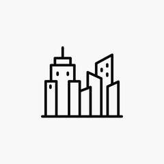 Building, city, town line icon design concept 