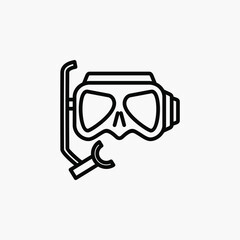 Scuba diving, snorkelling mask line icon design concept 