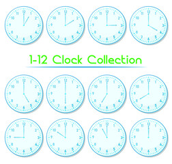 One to Twelve Hour Wall Clock Set