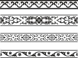 Vector seamless Chinese national ornament. Monochrome frames, borders for decoration. Can be used for sandblasting, plotter and laser cutting
