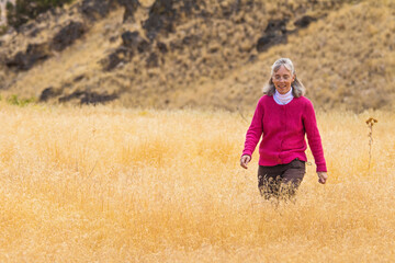 Sarah Brownell hiking at the Clarno Unit of the John Day Fossil Beds National Monument, Oregon USA