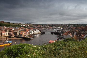 Obraz premium Whitby Township Stormy Day, Yorkshire