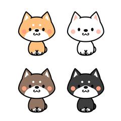 柴犬の毛色の種類セット　全身ミニキャラ