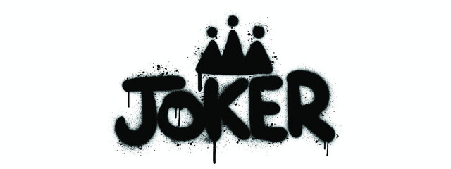 Joker lettering with crown, sprayed. Illustration for logo, print. Vector. - obrazy, fototapety, plakaty