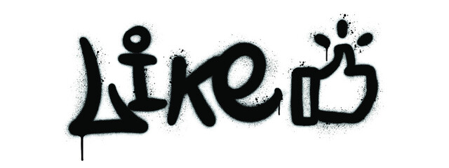 Like logo with hand icon. graffiti style. vector. isolated. - obrazy, fototapety, plakaty