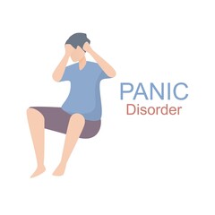 Obraz na płótnie Canvas Panic attack disorder Symptoms,feel fear and anxiety physical,response to stressful or dangerous situations,Frustrated with nervous problem and confusion,chaos consciousness,Vector illustration.