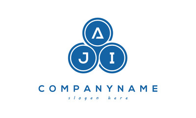 Fototapeta na wymiar AJI three letters creative circle logo design with blue