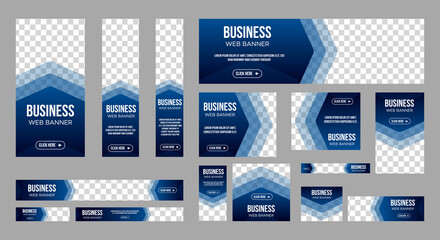 Abstract banner design web template Set, Horizontal header web banner. Modern Gradient Blue cover header background for website design, Social Media Cover ads banner, flyer, invitation card