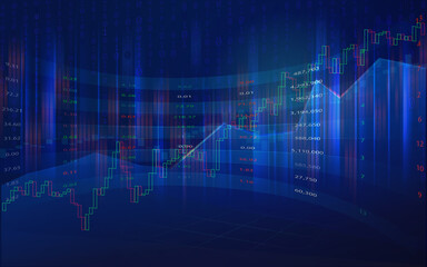 Stock market chart background with binary code. Stock and trade concept.