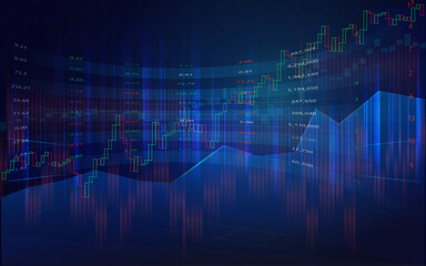 Stock market chart background with binary code. Stock and trade concept.