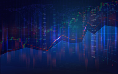 Stock market chart background with binary code. Stock and trade concept.