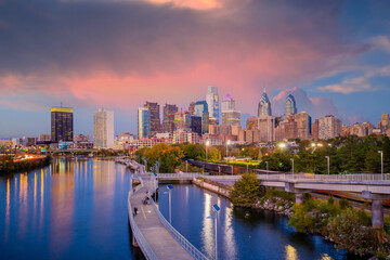 Fototapeta na wymiar Philadelphia downtowncity skyline, cityscape in Pennsylvania