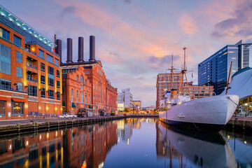 Downtown Baltimore city skyline , cityscape in Maryland USA - 466074955