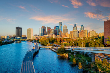 Fototapeta premium Philadelphia downtowncity skyline, cityscape in Pennsylvania