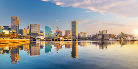Downtown Baltimore city skyline , cityscape in Maryland USA