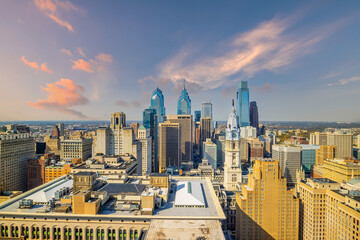 Fototapeta na wymiar Philadelphia downtowncity skyline, cityscape in Pennsylvania