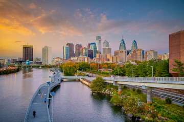 Fototapeta premium Philadelphia downtowncity skyline, cityscape in Pennsylvania